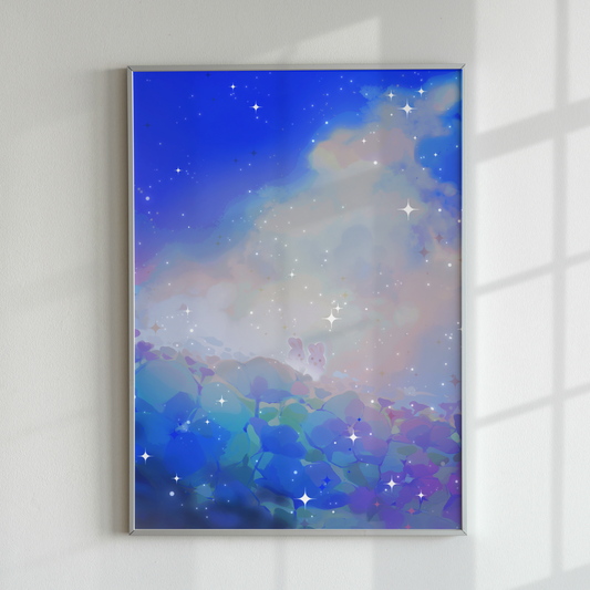 Blue Flower Field Print